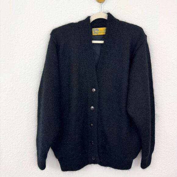 Annabelle Womens Cardigan Knit Sweater One Size Mohair Wool Blend Fuzzy Black - Picture 1 of 5